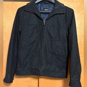 Murano Black Wool Blend Jacket with Zip Closure